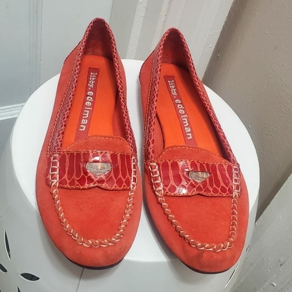 Libby Edelman Women's Leather Loafers Flats Tangerine Orange Size 6 🌴 - Picture 7 of 10